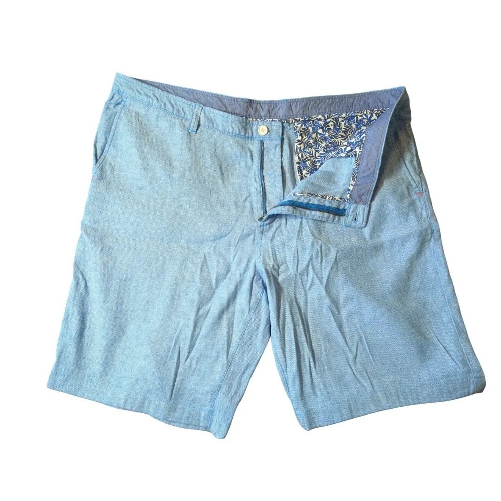 Tommy Bahama Mens Blue Chambray Shorts Flat Front Sz 42x10 Stretch NWT $100 - Picture 2 of 5